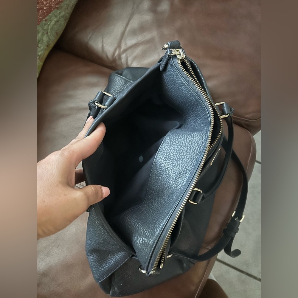 Coach Black Pebbled Leather double strap Satchel Handbag Purse Black - Picture 4 of 10